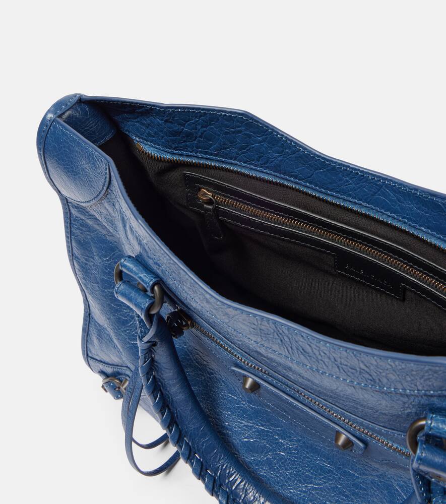 Balenciaga Le City Medium Leather Tote Bag In Blue