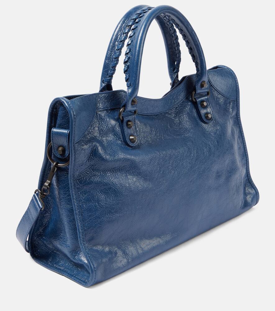 Balenciaga Le City Medium Leather Tote Bag In Blue