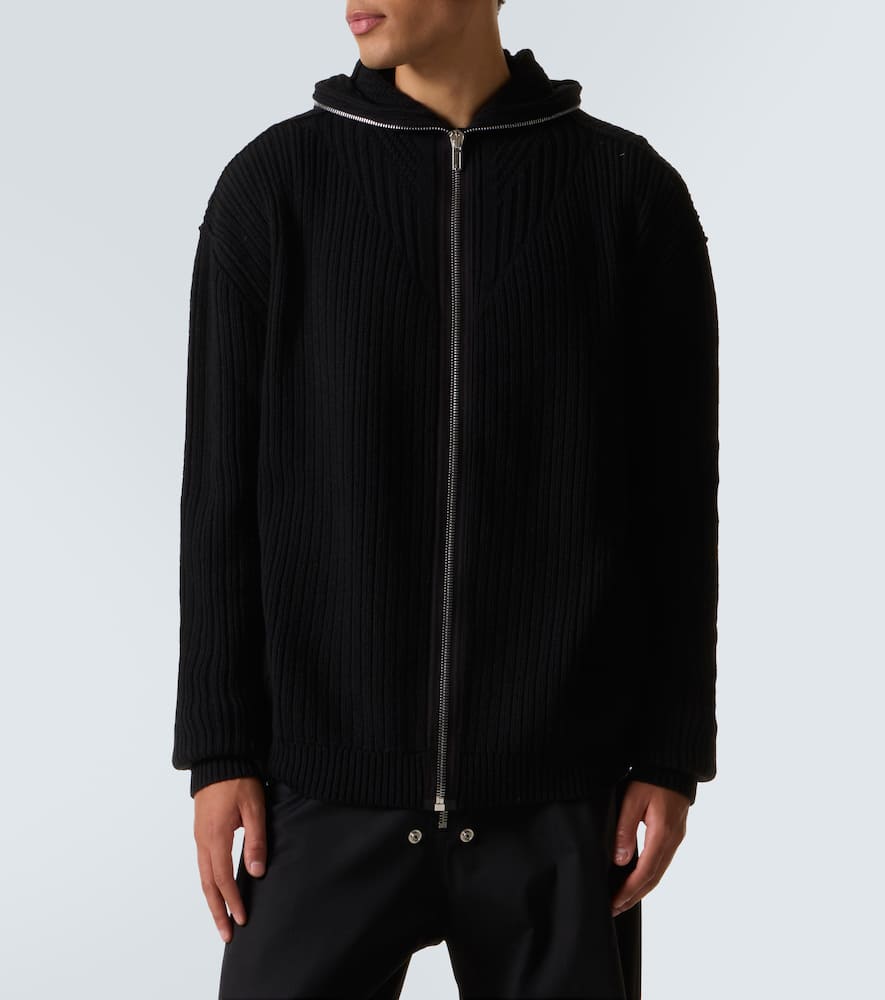 Rick Owens Ribbed-knit Virgin Wool Zip-up Sweater In Black