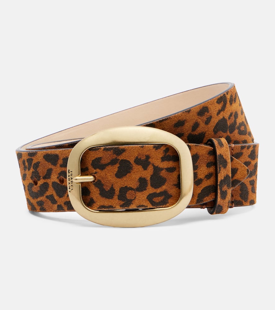 Dara leopard-print suede belt