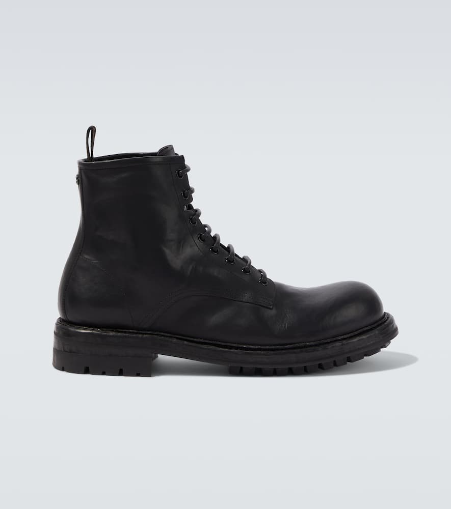 Dolce & Gabbana Leather Lace-up Boots In Black