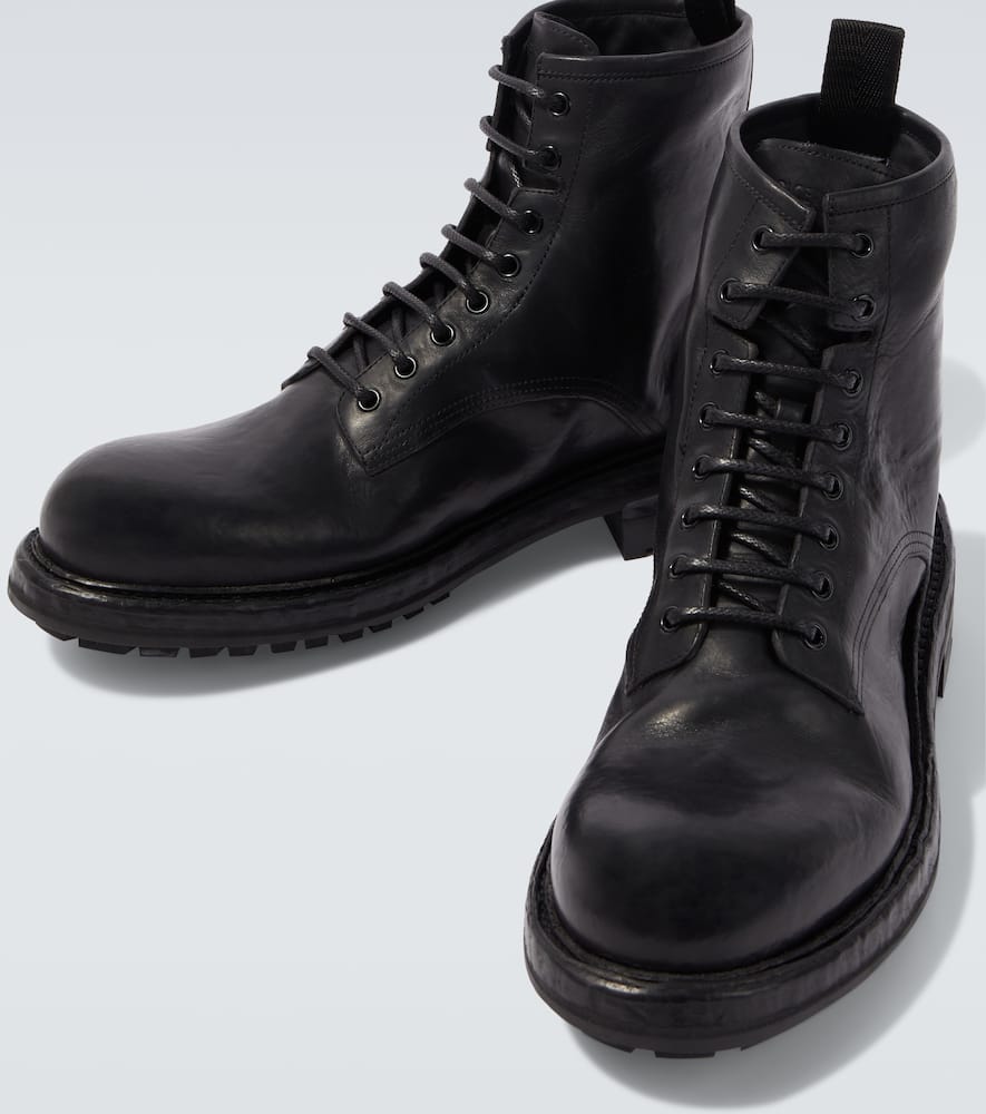 Dolce & Gabbana Leather Lace-up Boots In Black