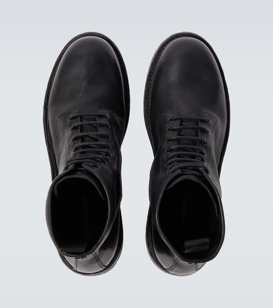 Dolce & Gabbana Leather Lace-up Boots In Black