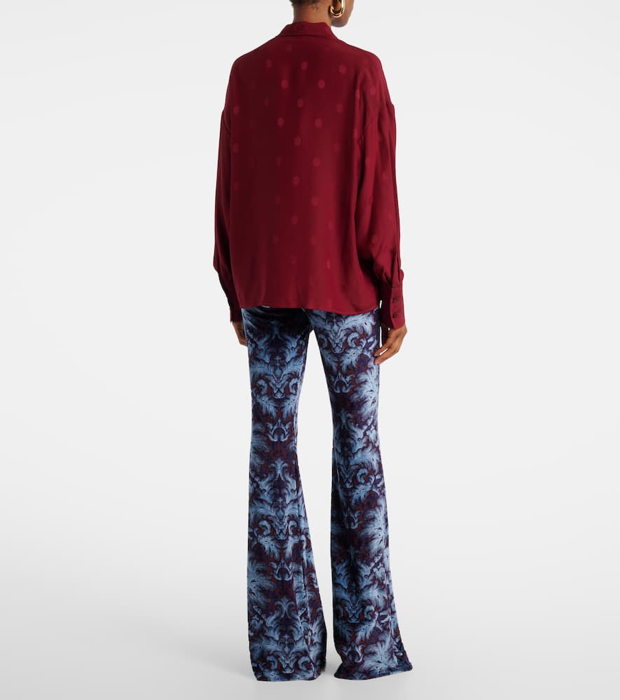 Etro Pussy-bow Silk-jacquard Blouse In Red