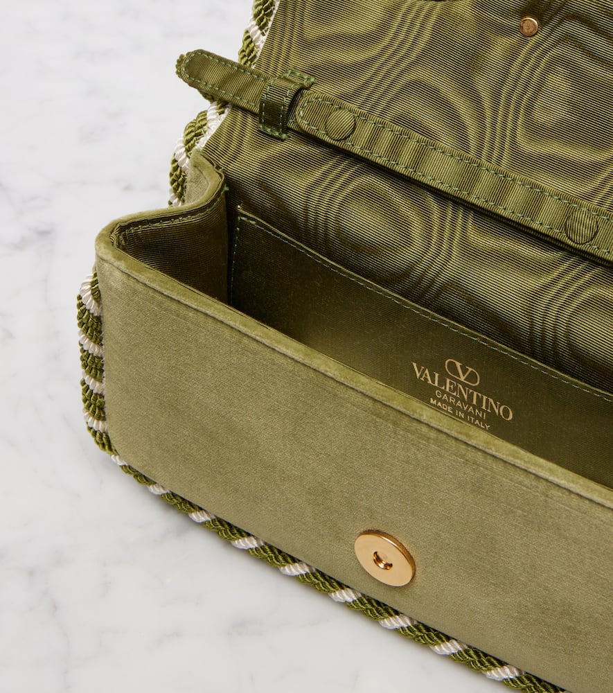 Valentino Locò Mini Velvet Shoulder Bag In Green