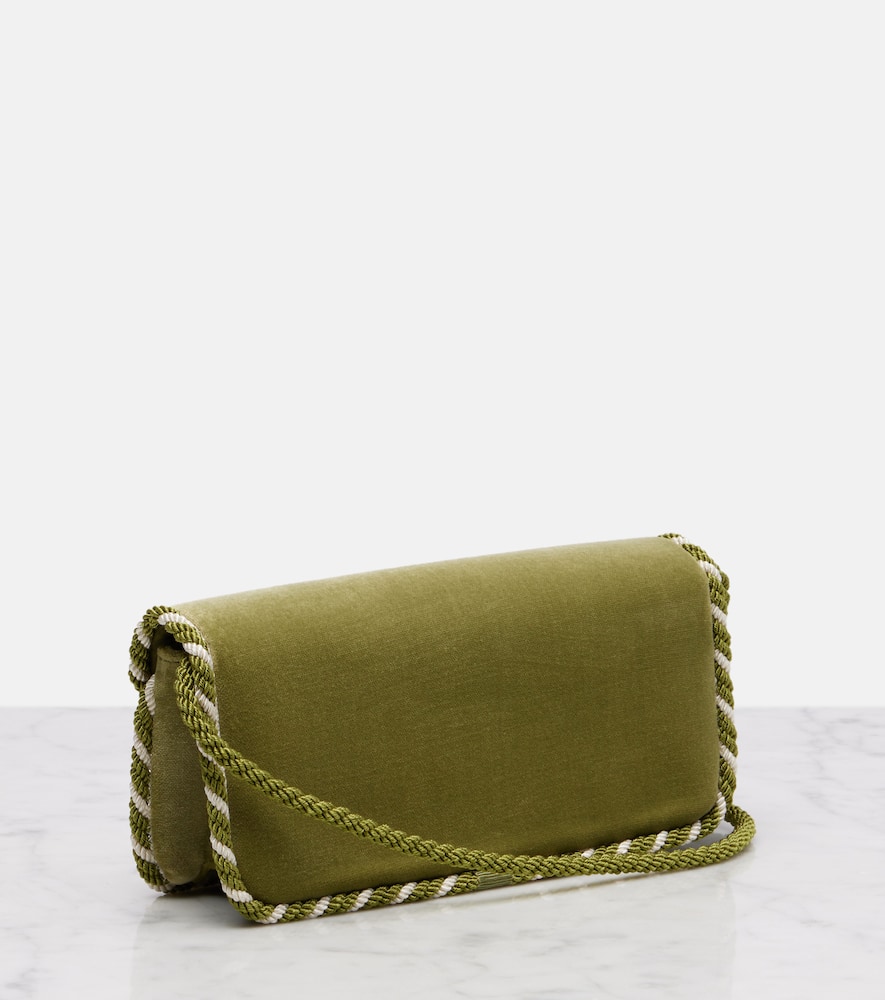 Valentino Locò Mini Velvet Shoulder Bag In Green