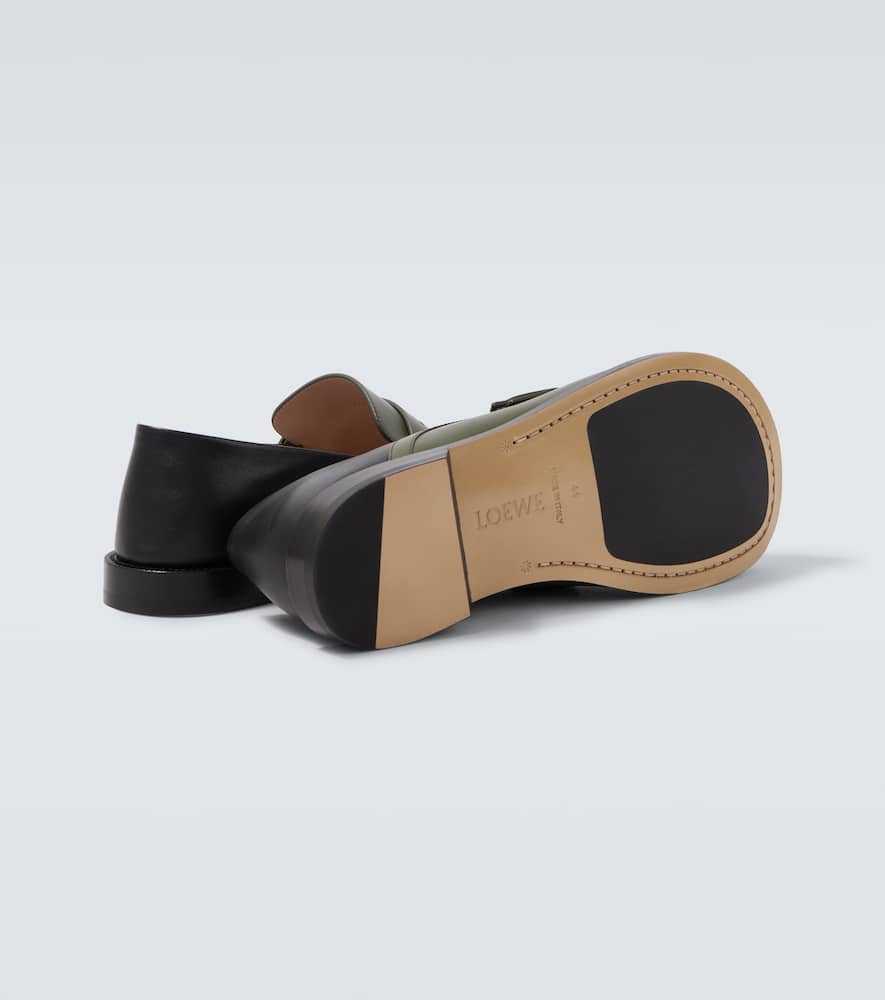 Loewe Campo Leather Penny Loafers In Green