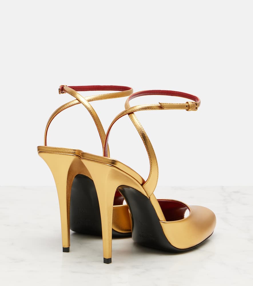 Saint Laurent La Scandale 110 Metallic Leather Sandals