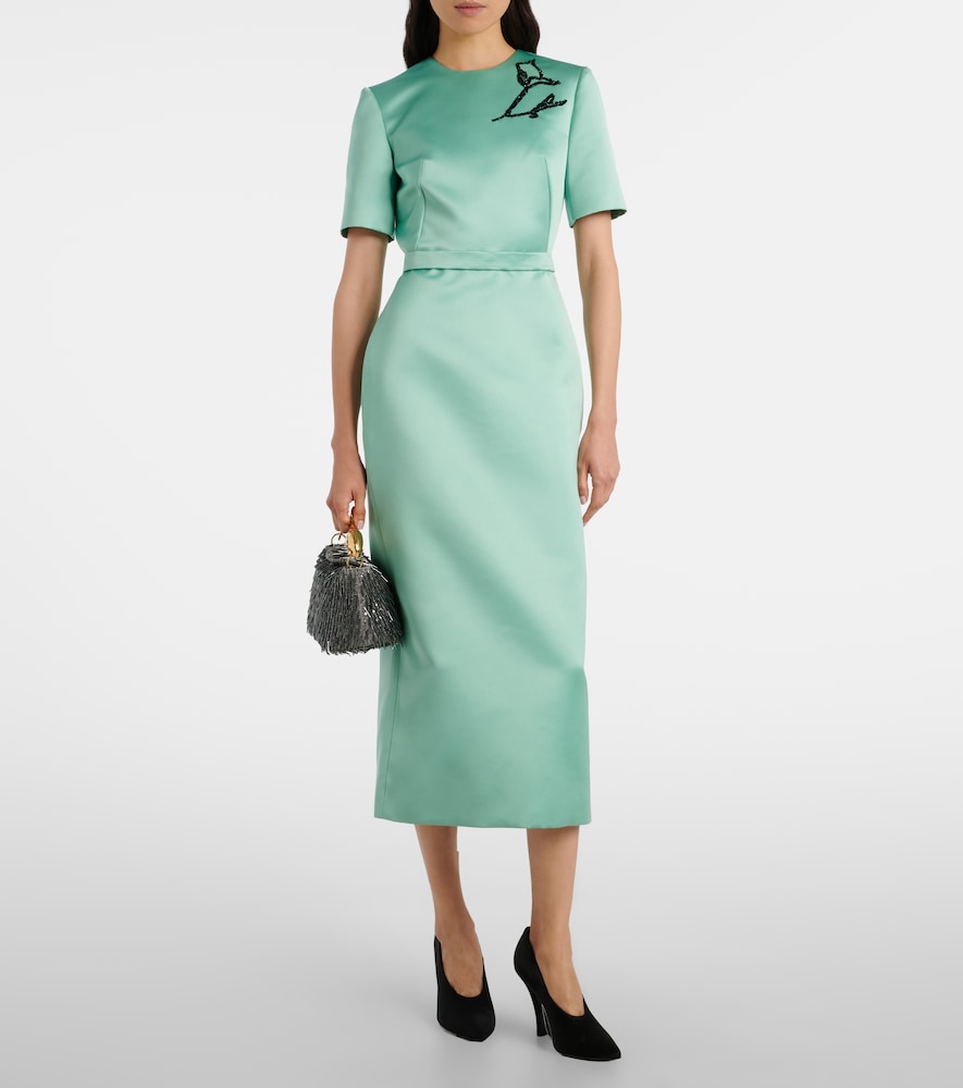 Erdem Floral belted duchesse satin midi dress