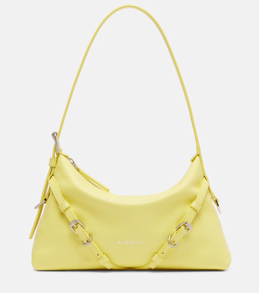 Givenchy Voyou Mini Curved Leather Shoulder Bag In Yellow
