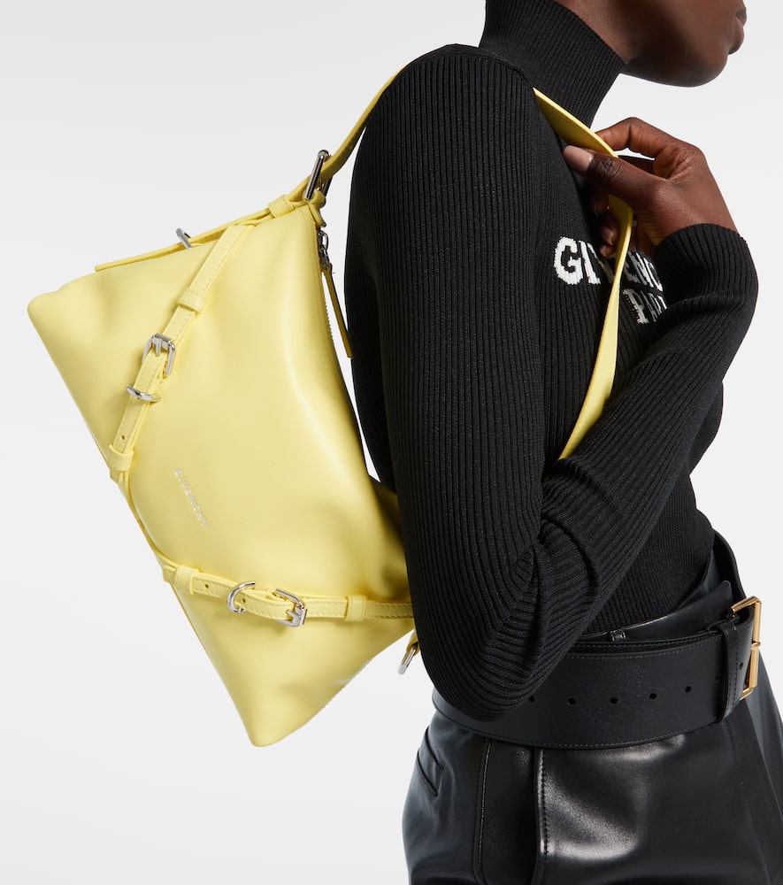Givenchy Voyou Mini Curved Leather Shoulder Bag In Yellow