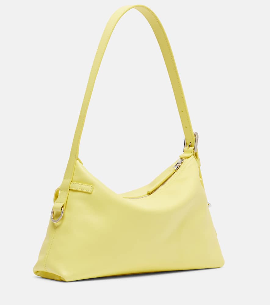 Givenchy Voyou Mini Curved Leather Shoulder Bag In Yellow
