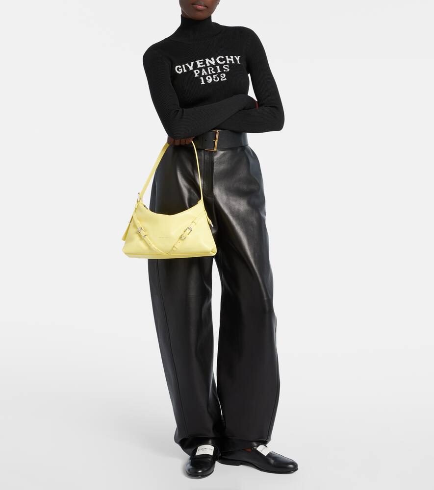 Givenchy Voyou Mini Curved Leather Shoulder Bag In Yellow
