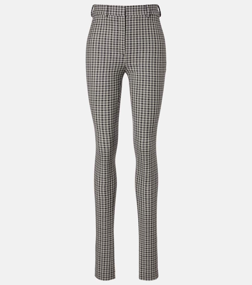 Acne Studios Checked Wool-blend Slim Pants In Gray