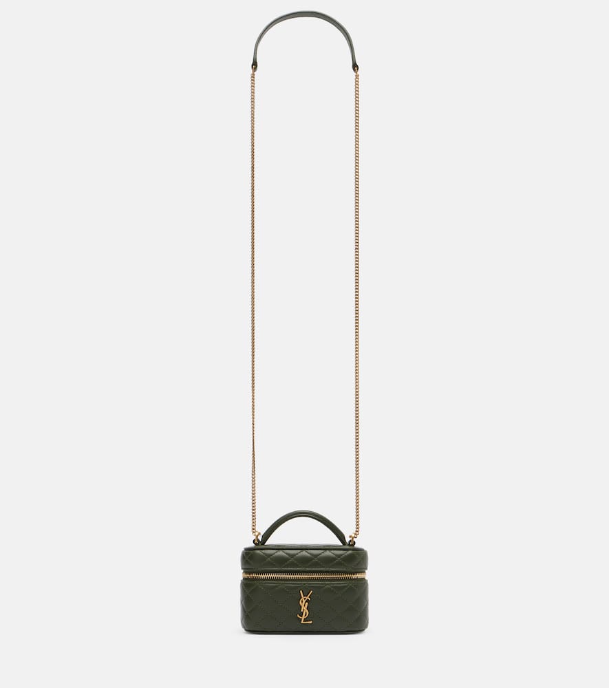 Saint Laurent Gaby Micro Leather Vanity Bag In Green