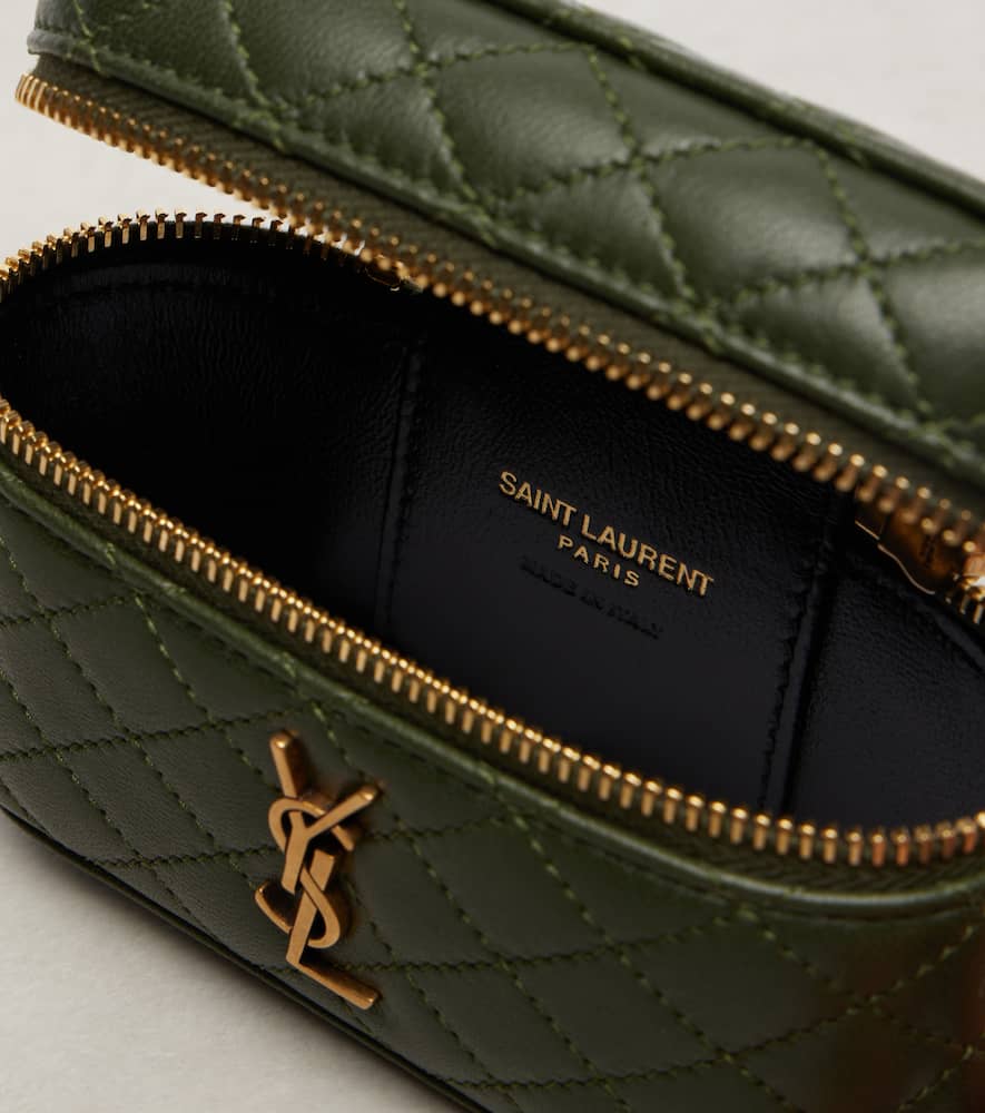 Saint Laurent Gaby Micro Leather Vanity Bag In Green