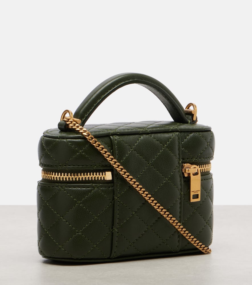Saint Laurent Gaby Micro Leather Vanity Bag In Green