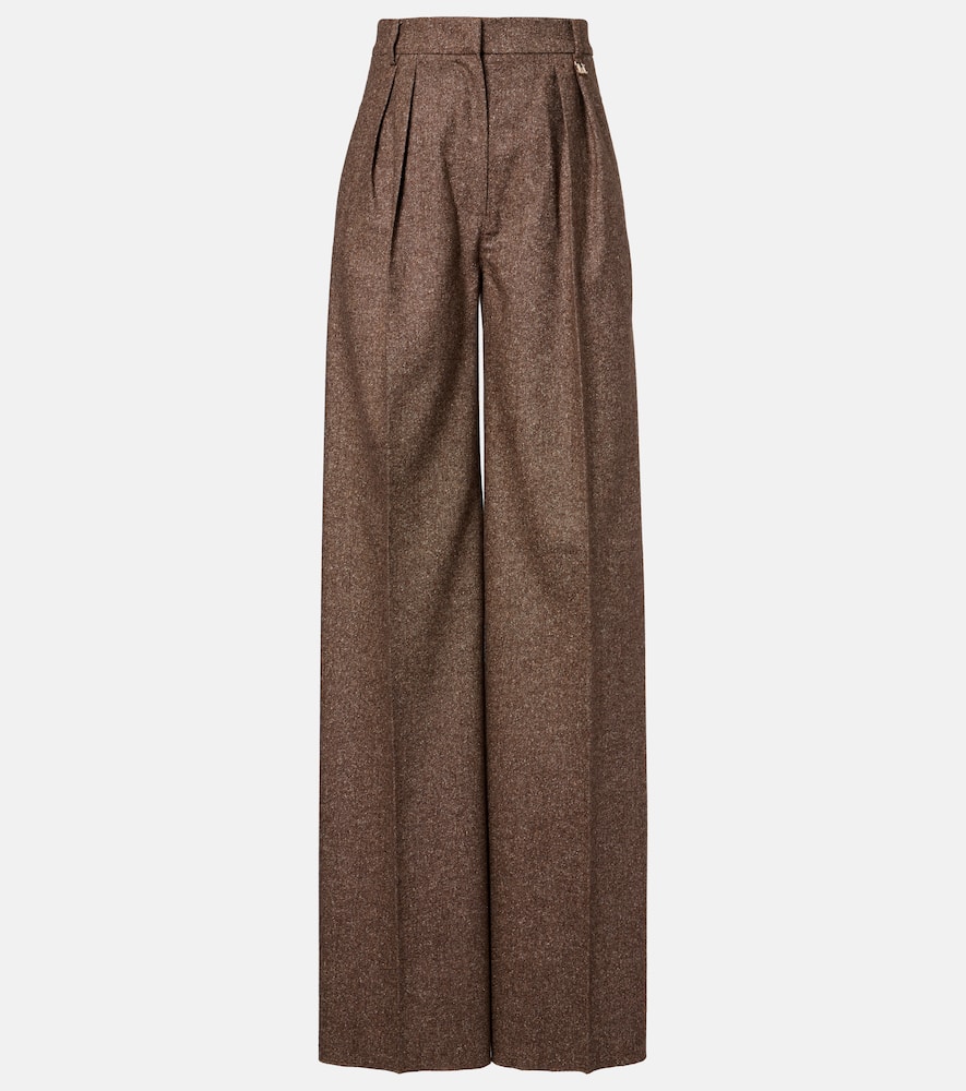 Max Mara Brava Wool And Silk-blend Wide-leg Pants In Brown
