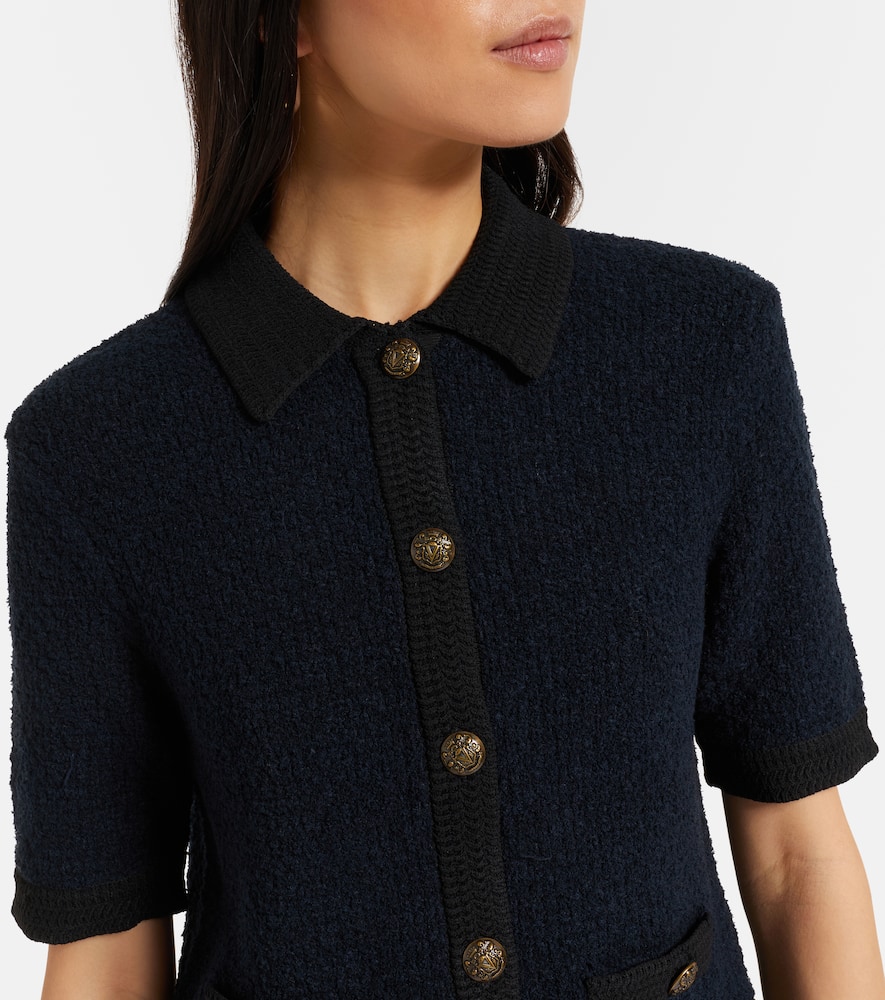 Veronica Beard Cotton And Wool-blend Cardigan In Blue
