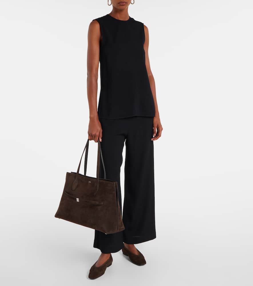 Totême Minimalist Suede Pointed-toe Flats In Brown