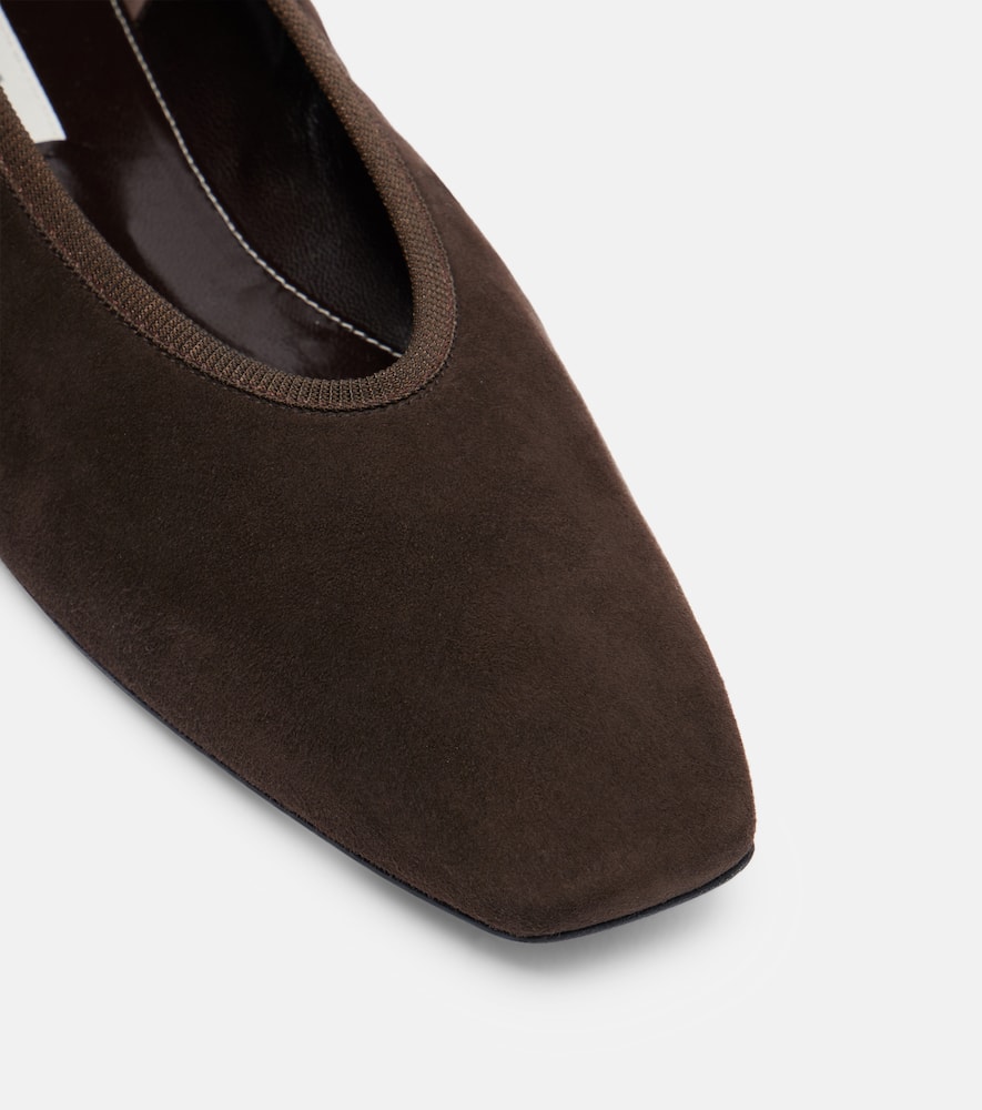 Totême Minimalist Suede Pointed-toe Flats In Brown