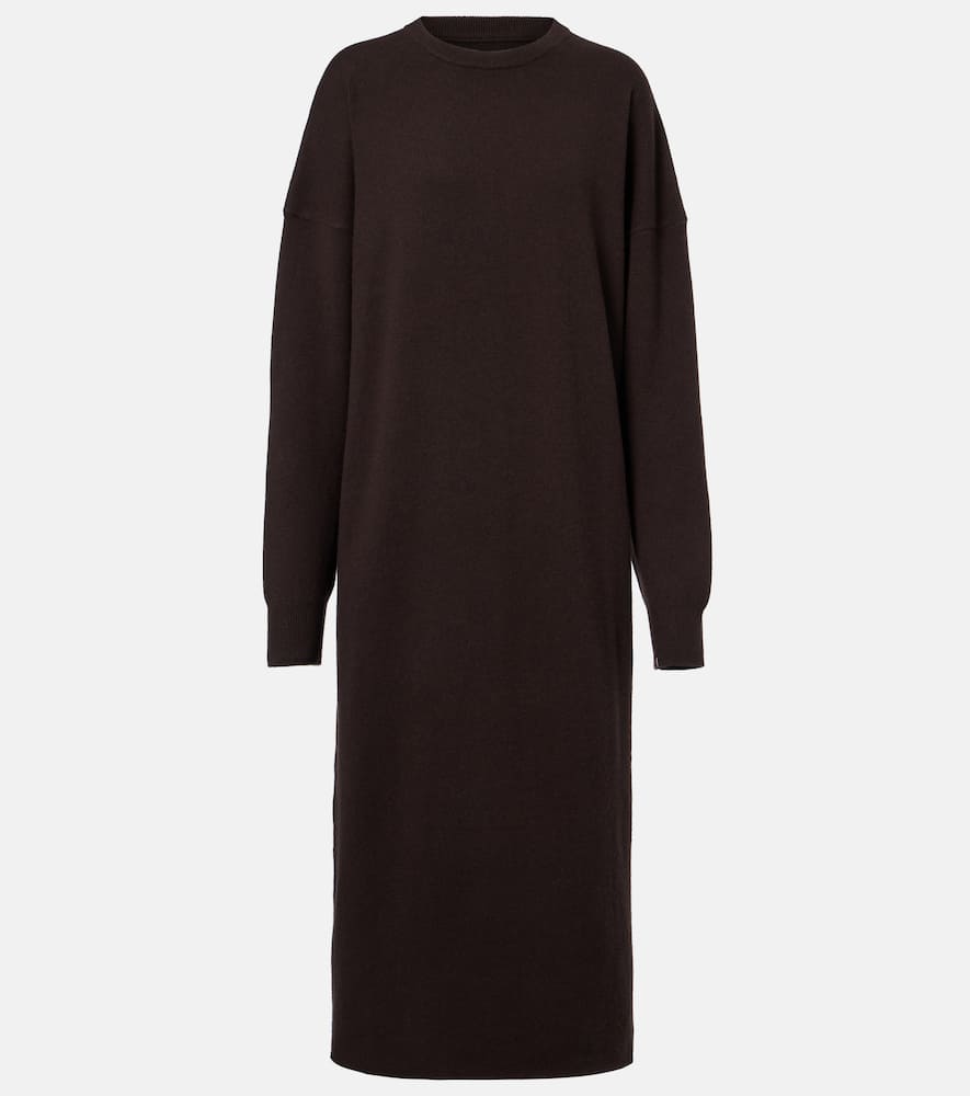Extreme Cashmere N°106 Weird Short Cashmere-blend Midi Dress In Brown