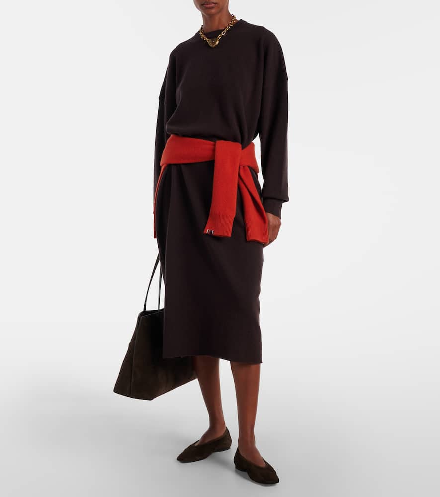 Extreme Cashmere N°106 Weird Short Cashmere-blend Midi Dress In Brown