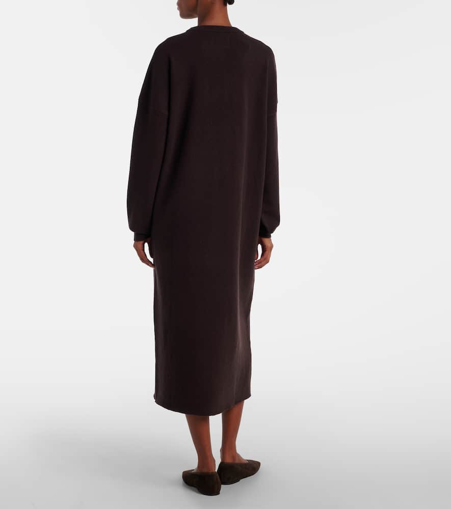 Extreme Cashmere N°106 Weird Short Cashmere-blend Midi Dress In Brown