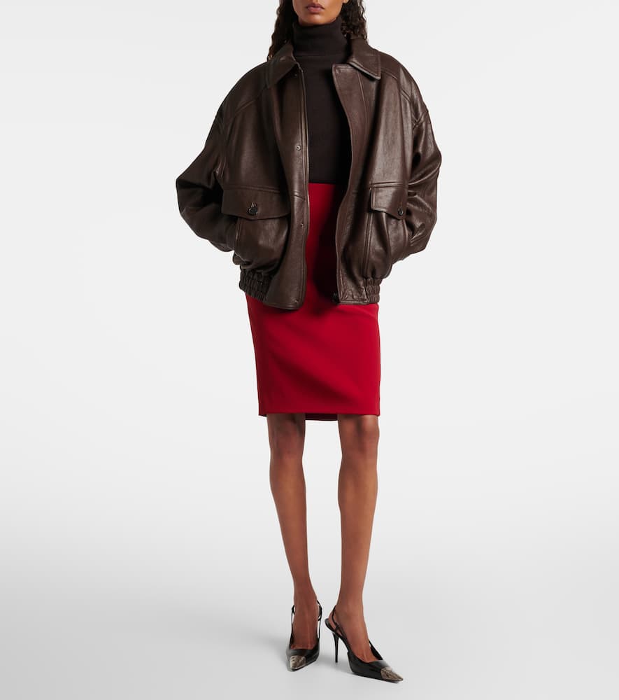 Saint Laurent High-rise Pencil Skirt In Red