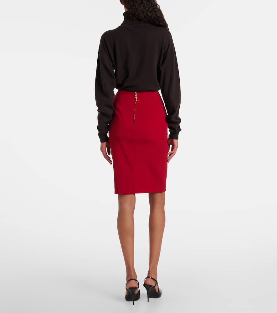 Saint Laurent High-rise Pencil Skirt In Red