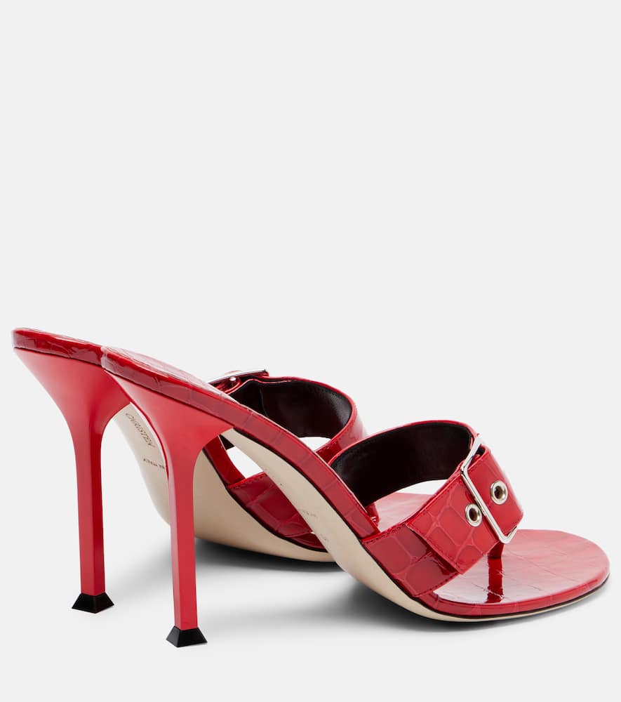 Christen Helix 95 Croc-effect Patent Leather Mules In Red