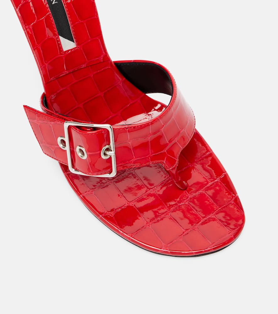 Christen Helix 95 Croc-effect Patent Leather Mules In Red