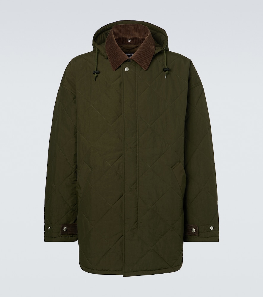 Comme des Garcons Homme Comme des Garçons Homme Corduroy-trimmed quilted hooded jacket