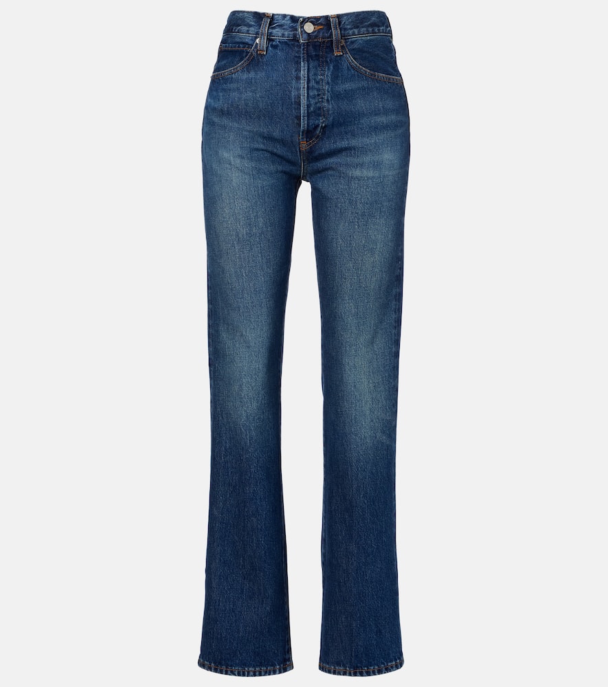 Frame Vertical High-rise Straight Jeans In Blue