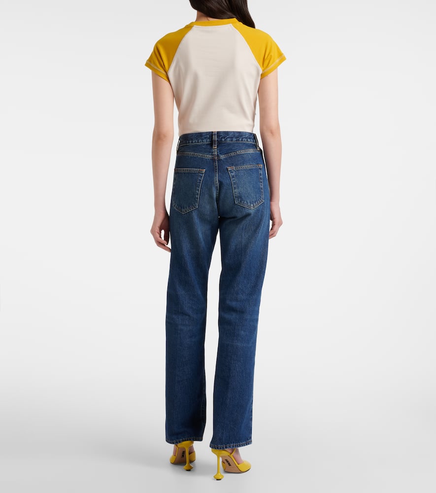 Frame Vertical High-rise Straight Jeans In Blue
