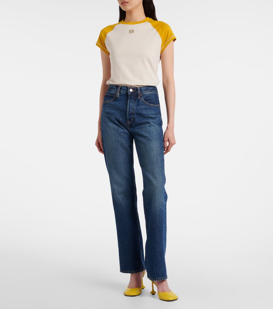Frame Vertical High-rise Straight Jeans In Blue