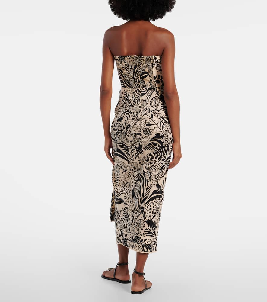 Poupette St Barth Collina Printed Cotton Midi Dress In Brown