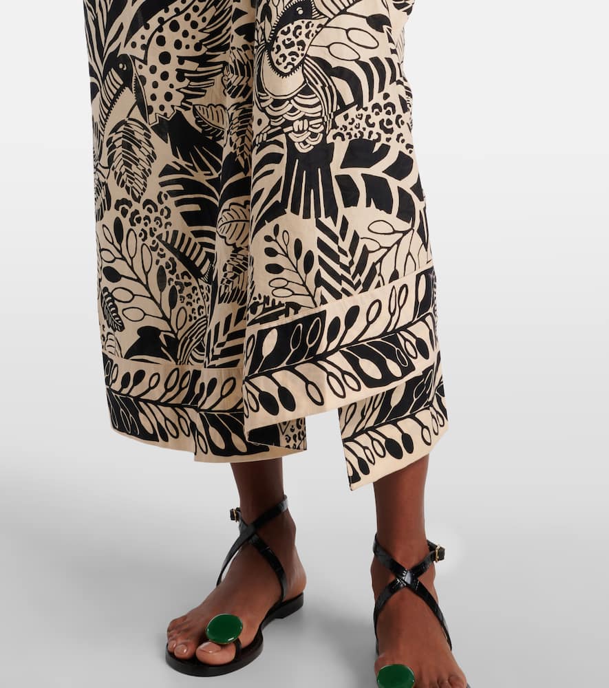 Poupette St Barth Collina Printed Cotton Midi Dress In Brown