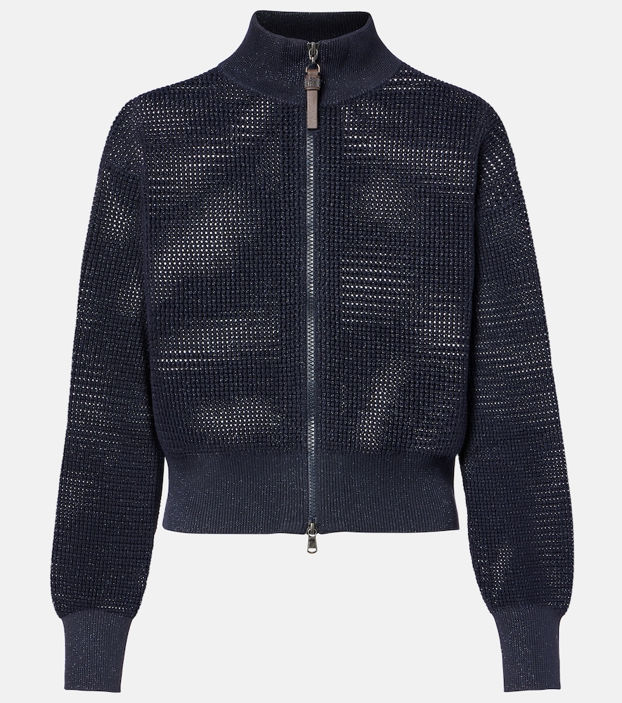 Brunello Cucinelli Cotton-blend Cardigan In Blue