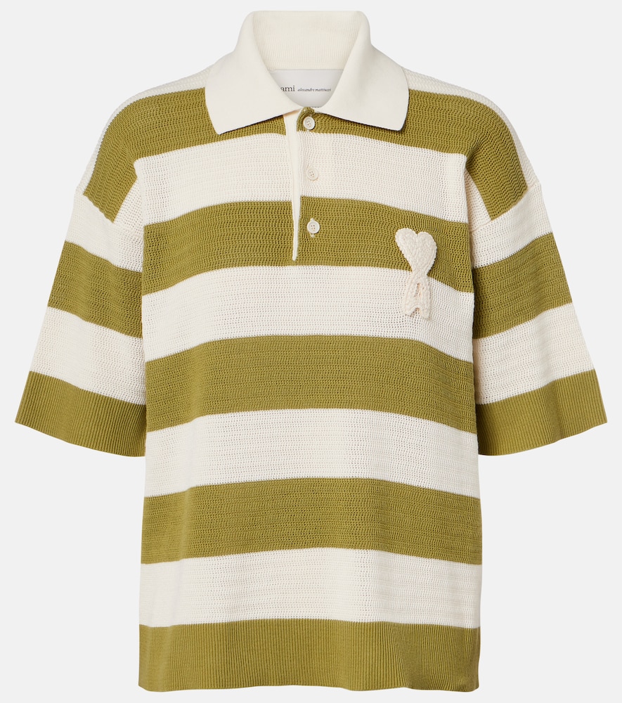 Ami Paris Ami de Caur striped cotton polo shirt