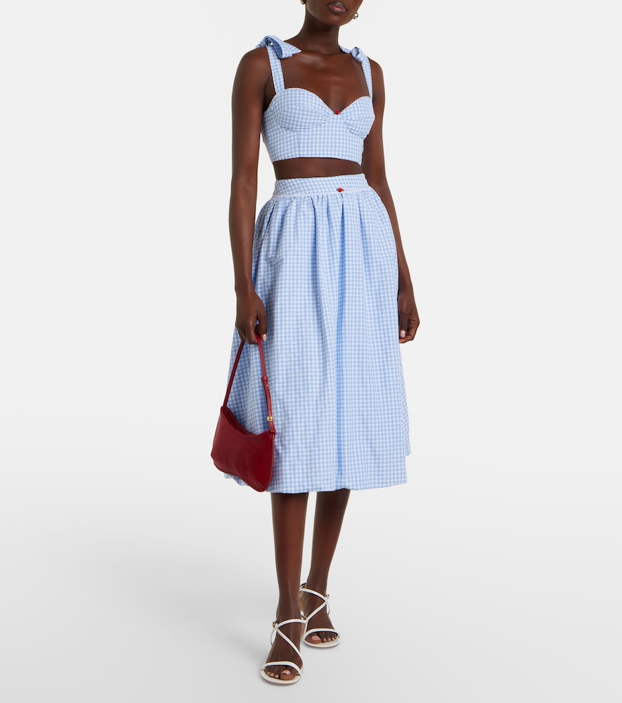 Bananhot Alba gingham cotton poplin midi skirt