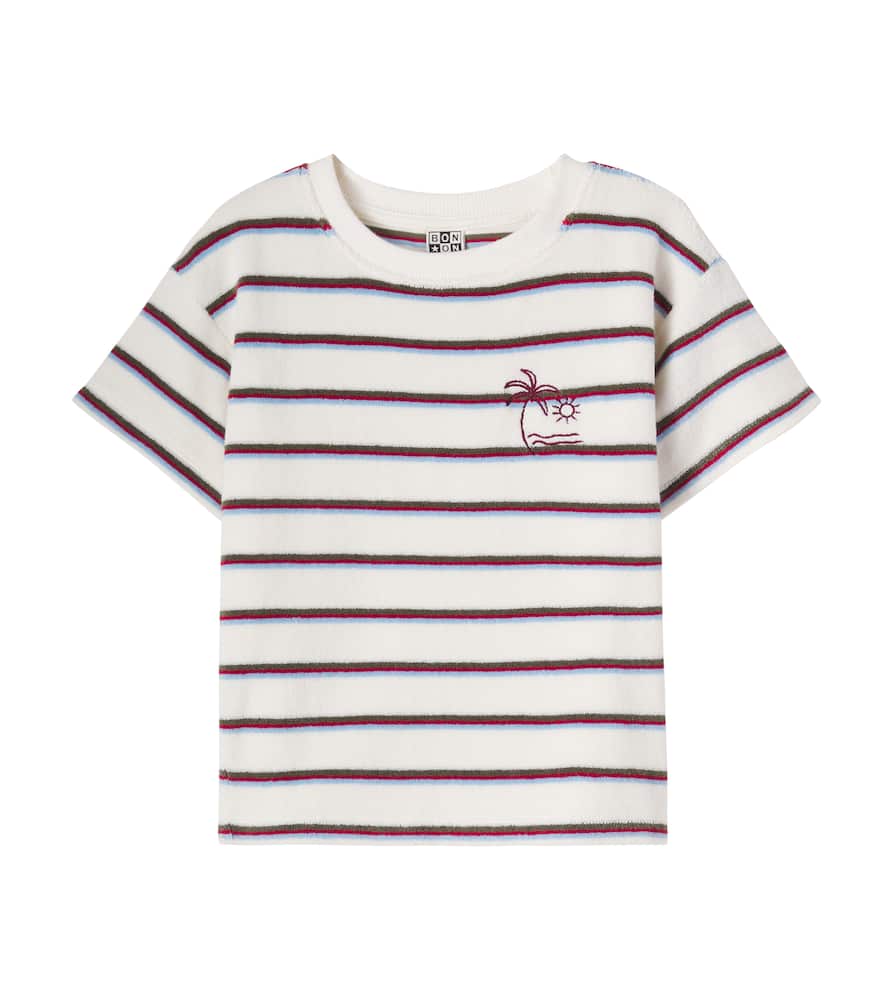 Bonton Kids' Livo Striped Cotton Terry T-shirt In White