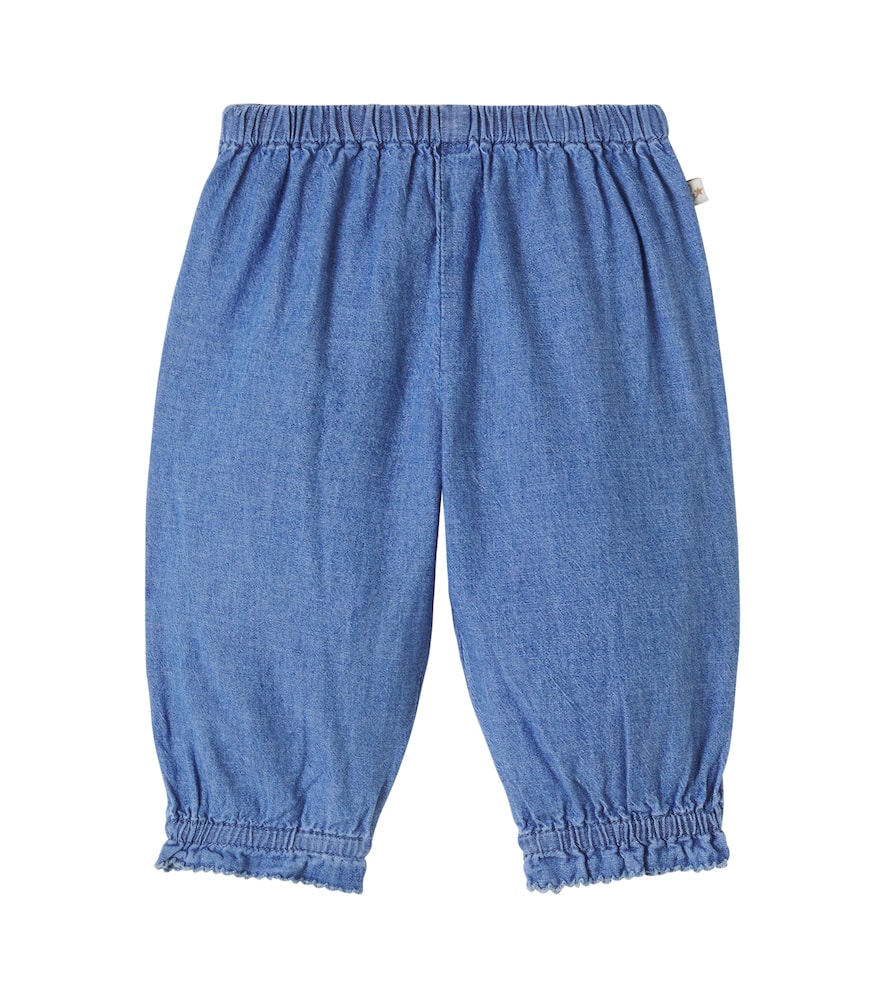 Bonton Baby Noodle Cotton Chambray Pants In Blue