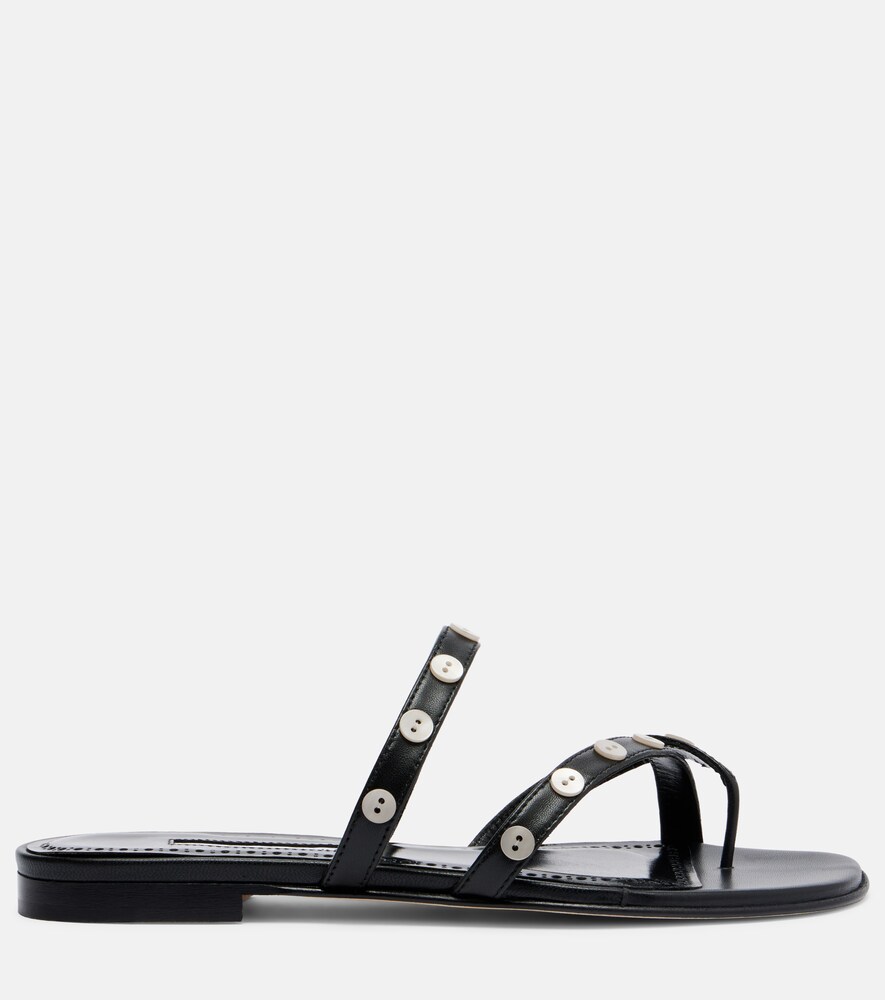 Irafli Embellished Leather Thong Sandals