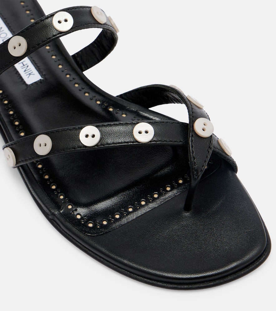 Irafli Embellished Leather Thong Sandals