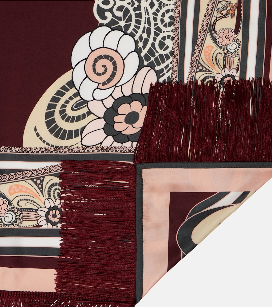  La Doublej La Doublej Fringed Printed Silk Twill Scarf 