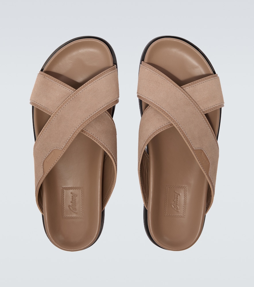  Brioni Brioni Sandalen Aus Veloursleder Mit Leder 