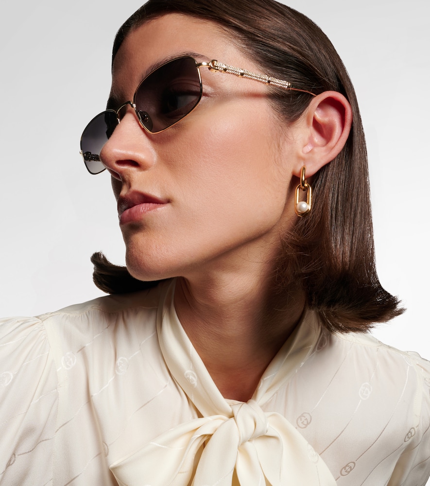  Gucci Gucci Gafas De Sol Rectangulares Bamboo Con Cristales 