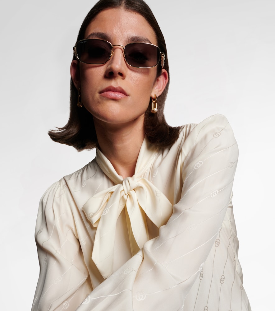  Gucci Gucci Gafas De Sol Rectangulares Bamboo Con Cristales 