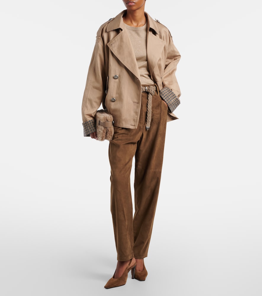 Brunello Cucinelli Monili suede straight pants